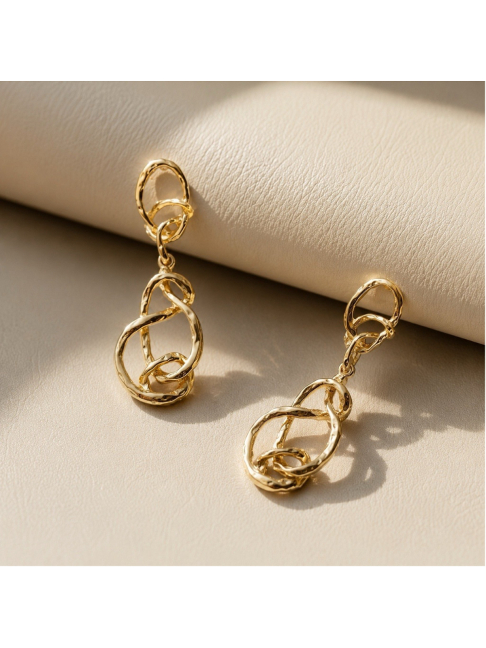 Anthropologie Serpent Hoop Link Earrings Gold Boho Stud Abstract Statement Multi